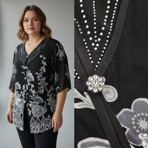 Vtg Y2k flowy floral stretch blouse - Appointments brand